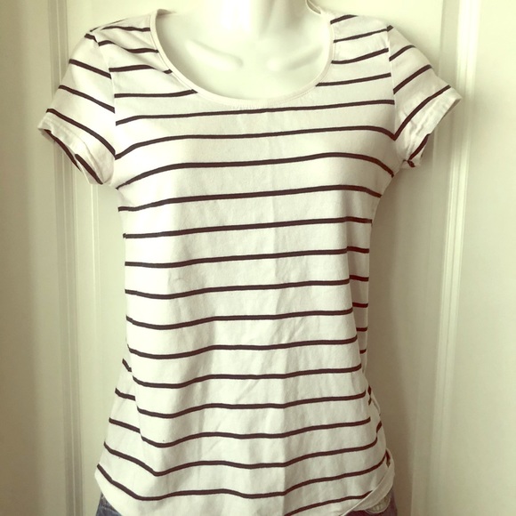 H&M Divided Basic T in White/Black Stripes sz 10 - Picture 1 of 2